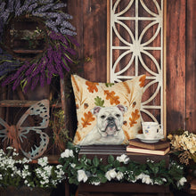 Load image into Gallery viewer, White English Bulldog Heirloom Fall Throw Pillow