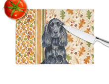 Load image into Gallery viewer, Black English Cocker Spaniel Heirloom Fall Glass Cutting Board
