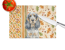Load image into Gallery viewer, Blue Roan &amp; Tan English Cocker Spaniel Heirloom Fall Glass Cutting Board