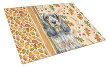 Load image into Gallery viewer, Blue Roan &amp; Tan English Cocker Spaniel Heirloom Fall Glass Cutting Board