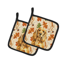 Load image into Gallery viewer, Golden English Cocker Spaniel Heirloom Fall Pair of Pot Holders