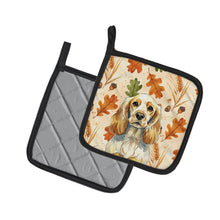 Load image into Gallery viewer, Lemon Roan English Cocker Spaniel Heirloom Fall Pair of Pot Holders