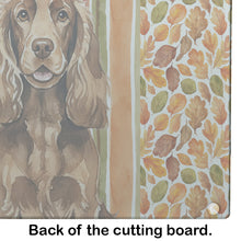 Load image into Gallery viewer, Liver English Cocker Spaniel Heirloom Fall Glass Cutting Board