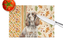 Load image into Gallery viewer, Liver Roan English Cocker Spaniel Heirloom Fall Glass Cutting Board