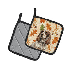 Load image into Gallery viewer, Liver Roan English Cocker Spaniel Heirloom Fall Pair of Pot Holders