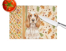 Load image into Gallery viewer, Orange Roan English Cocker Spaniel Heirloom Fall Glass Cutting Board