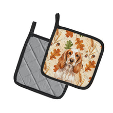 Load image into Gallery viewer, Orange Roan English Cocker Spaniel Heirloom Fall Pair of Pot Holders