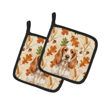 Load image into Gallery viewer, Orange Roan English Cocker Spaniel Heirloom Fall Pair of Pot Holders