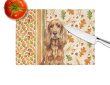 Load image into Gallery viewer, Red English Cocker Spaniel Heirloom Fall Glass Cutting Board