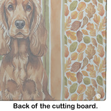 Load image into Gallery viewer, Red English Cocker Spaniel Heirloom Fall Glass Cutting Board