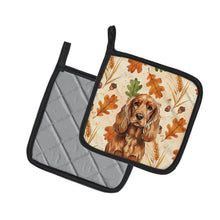 Load image into Gallery viewer, Red English Cocker Spaniel Heirloom Fall Pair of Pot Holders