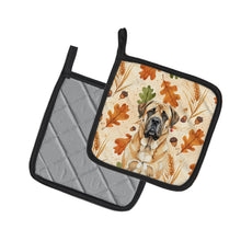 Load image into Gallery viewer, Apricot English Mastiff Heirloom Fall Pair of Pot Holders