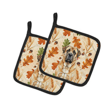Load image into Gallery viewer, Apricot English Mastiff Heirloom Fall Pair of Pot Holders