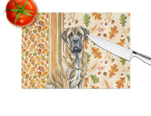 Load image into Gallery viewer, Brindle English Mastiff Heirloom Fall Glass Cutting Board