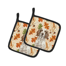 Load image into Gallery viewer, Liver Belton English Setter Heirloom Fall Pair of Pot Holders