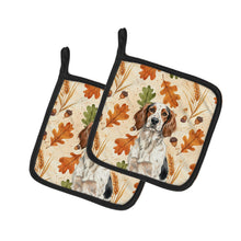 Load image into Gallery viewer, Tricolor English Setter Heirloom Fall Pair of Pot Holders