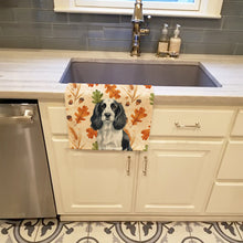 Load image into Gallery viewer, Black and White English Springer Spaniel Heirloom Fall Kitchen Towel