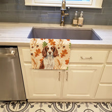 Load image into Gallery viewer, Liver and White English Springer Spaniel Heirloom Fall Kitchen Towel