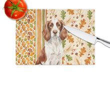Load image into Gallery viewer, Liver and White English Springer Spaniel Heirloom Fall Glass Cutting Board