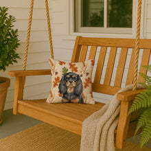 Load image into Gallery viewer, Black and Tan English Toy Spaniel Heirloom Fall Throw Pillow