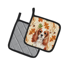 Load image into Gallery viewer, Blenheim English Toy Spaniel Heirloom Fall Pair of Pot Holders