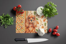 Load image into Gallery viewer, Ruby English Toy Spaniel Heirloom Fall Glass Cutting Board