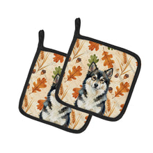 Load image into Gallery viewer, Finnish Lapphund Heirloom Fall Pair of Pot Holders