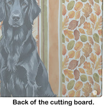 Load image into Gallery viewer, Black Flat-Coated Retriever Heirloom Fall Glass Cutting Board