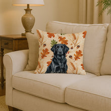 Load image into Gallery viewer, Black Flat-Coated Retriever Heirloom Fall Throw Pillow