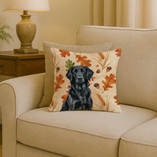 Load image into Gallery viewer, Black Flat-Coated Retriever Heirloom Fall Throw Pillow