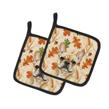Load image into Gallery viewer, Fawn French Bulldog Heirloom Fall Pair of Pot Holders