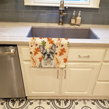 Load image into Gallery viewer, Pied French Bulldog Heirloom Fall Kitchen Towel