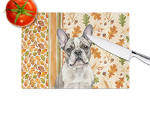 Load image into Gallery viewer, Pied French Bulldog Heirloom Fall Glass Cutting Board