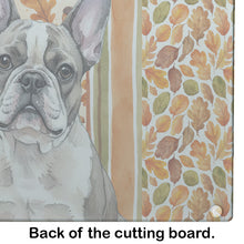 Load image into Gallery viewer, Pied French Bulldog Heirloom Fall Glass Cutting Board