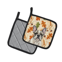 Load image into Gallery viewer, Pied French Bulldog Heirloom Fall Pair of Pot Holders