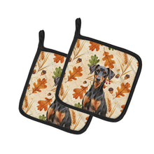 Load image into Gallery viewer, German Pinscher Heirloom Fall Pair of Pot Holders