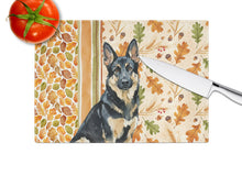 Load image into Gallery viewer, Black and Tan German Shepherd Heirloom Fall Glass Cutting Board