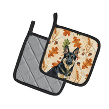 Load image into Gallery viewer, Black and Tan German Shepherd Heirloom Fall Pair of Pot Holders