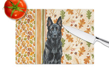 Load image into Gallery viewer, Black German Shepherd Heirloom Fall Glass Cutting Board