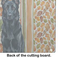 Load image into Gallery viewer, Black German Shepherd Heirloom Fall Glass Cutting Board