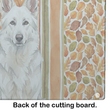 Load image into Gallery viewer, White German Shepherd Heirloom Fall Glass Cutting Board
