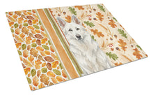 Load image into Gallery viewer, White German Shepherd Heirloom Fall Glass Cutting Board