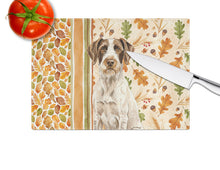 Load image into Gallery viewer, Liver and White German Wirehaired Pointer Heirloom Fall Glass Cutting Board