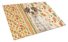 Load image into Gallery viewer, Liver and White German Wirehaired Pointer Heirloom Fall Glass Cutting Board