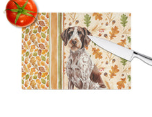 Load image into Gallery viewer, Roan German Wirehaired Pointer Heirloom Fall Glass Cutting Board