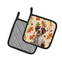 Load image into Gallery viewer, Roan German Wirehaired Pointer Heirloom Fall Pair of Pot Holders