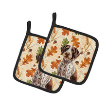 Load image into Gallery viewer, Roan German Wirehaired Pointer Heirloom Fall Pair of Pot Holders