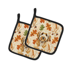 Load image into Gallery viewer, Goldendoodle Heirloom Fall Pair of Pot Holders