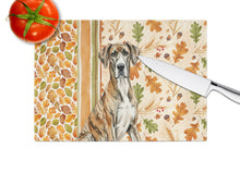 Load image into Gallery viewer, Brindle Great Dane Heirloom Fall Glass Cutting Board