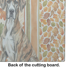 Load image into Gallery viewer, Brindle Great Dane Heirloom Fall Glass Cutting Board